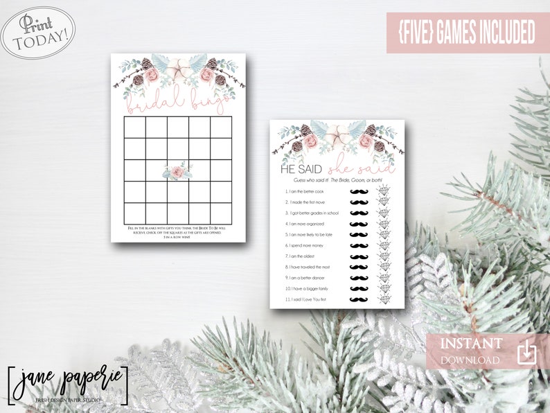 Winter Bridal Shower Games Package Printable Holiday Bridal - Etsy