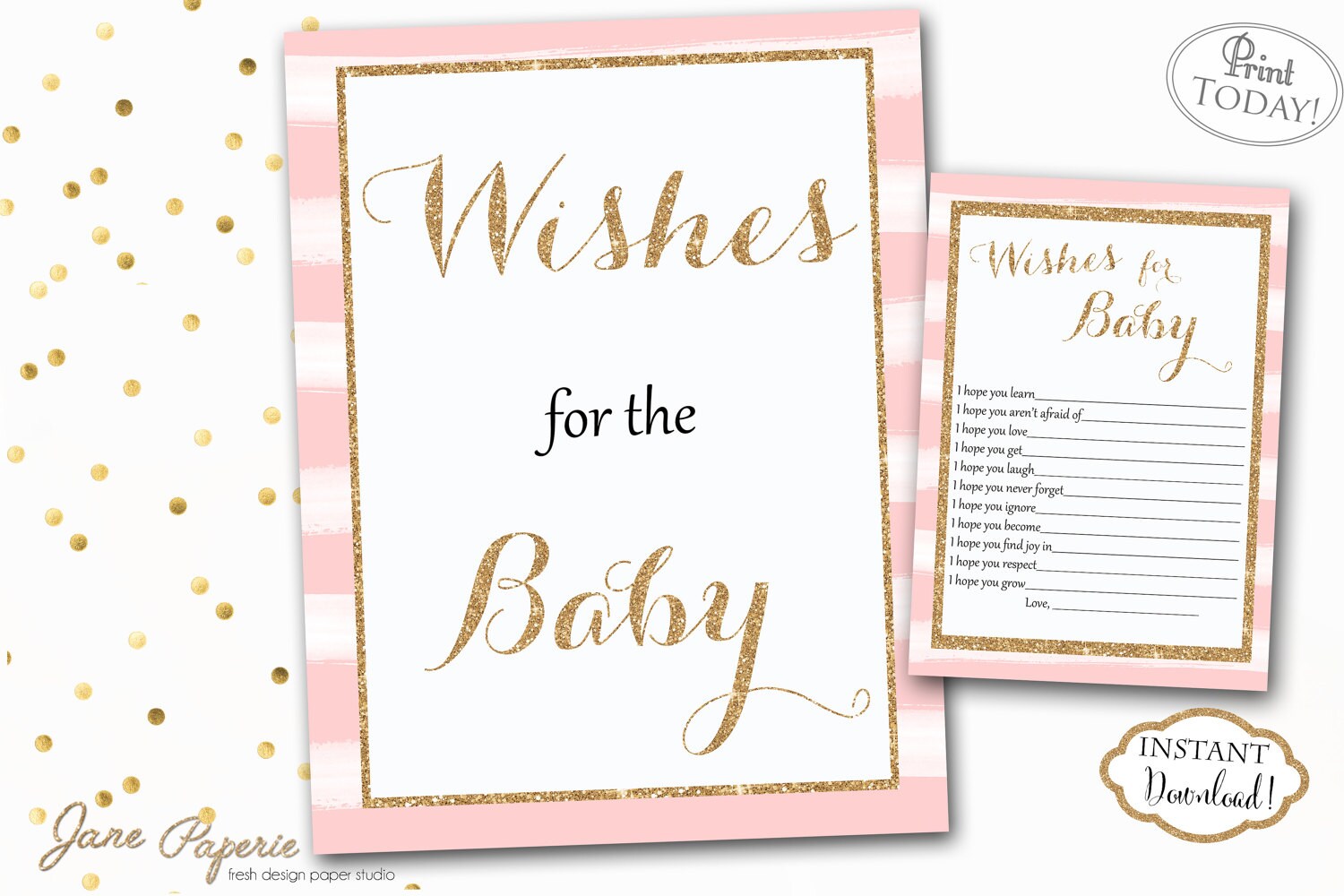 INSTANT DOWNLOAD Wishes for Baby to Be Sign Pink Coral - Etsy