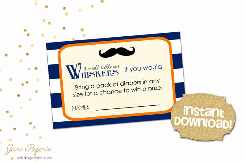 INSTANT DOWNLOAD Mustache Bash Diaper Raffle Ticket Little Etsy