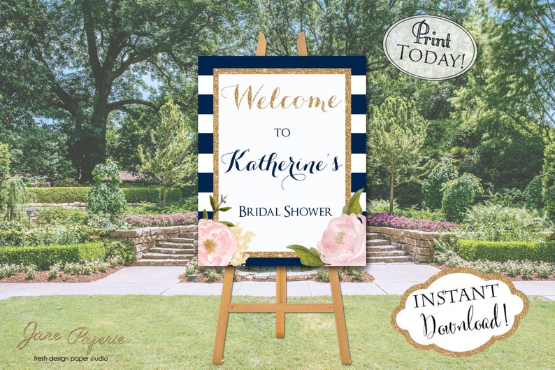 INSTANT DOWNLOAD -Large Floral Baby OR Bridal Shower Welcome Sign Printable Floral Welcome Sign 0126-0147 Bridal Baby Welcome Poster