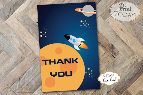 INSTANT DOWNLOAD Rocket Birthday Thank You Note Space | Etsy