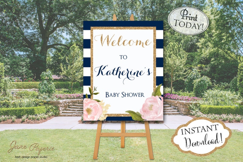 INSTANT DOWNLOAD -Large Floral Baby OR Bridal Shower Welcome Sign Printable Floral Welcome Sign 0126-0147 Bridal Baby Welcome Poster