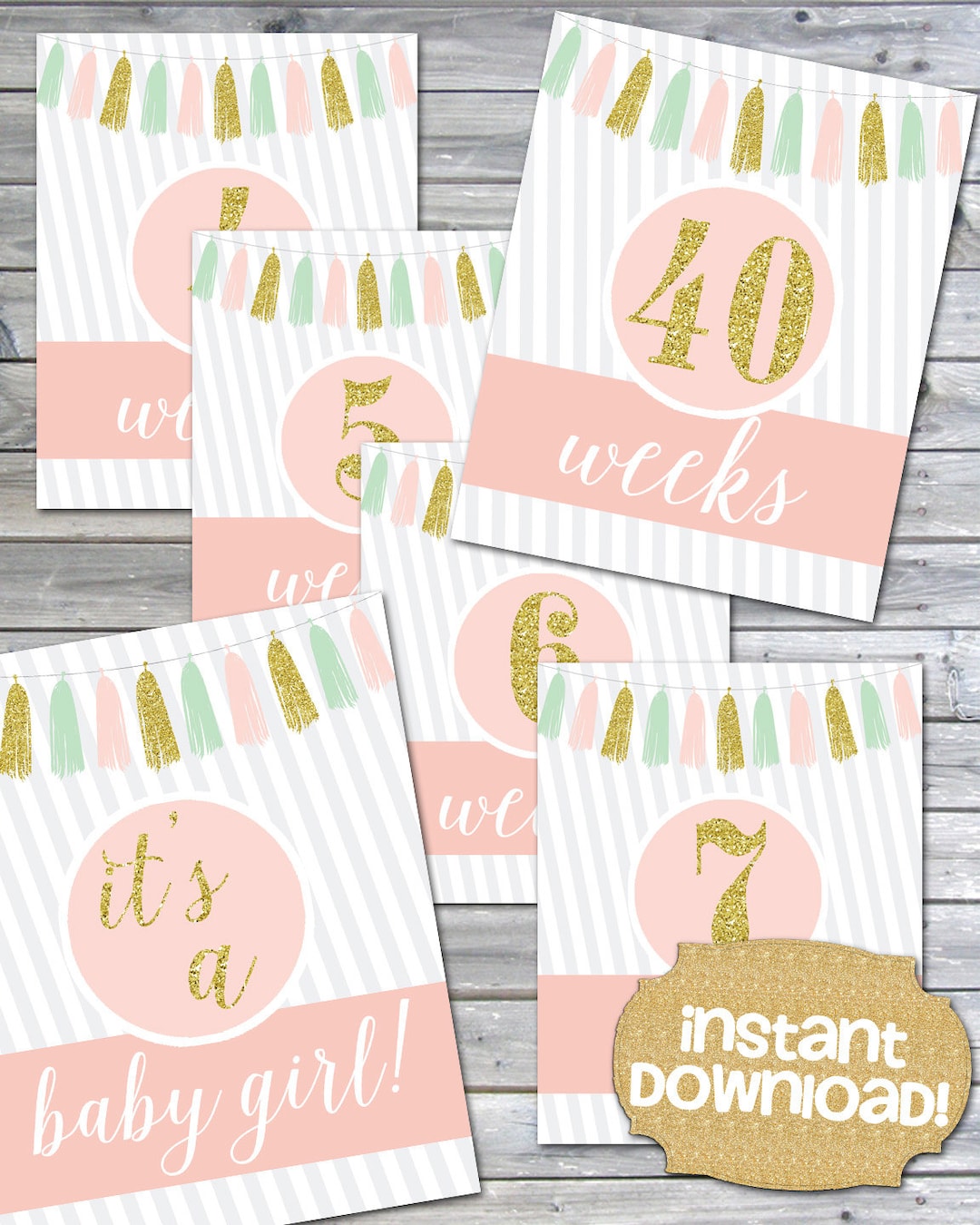 INSTANT DOWNLOAD Weekly Pregnancy Photo Prop Signs Weeks - Etsy