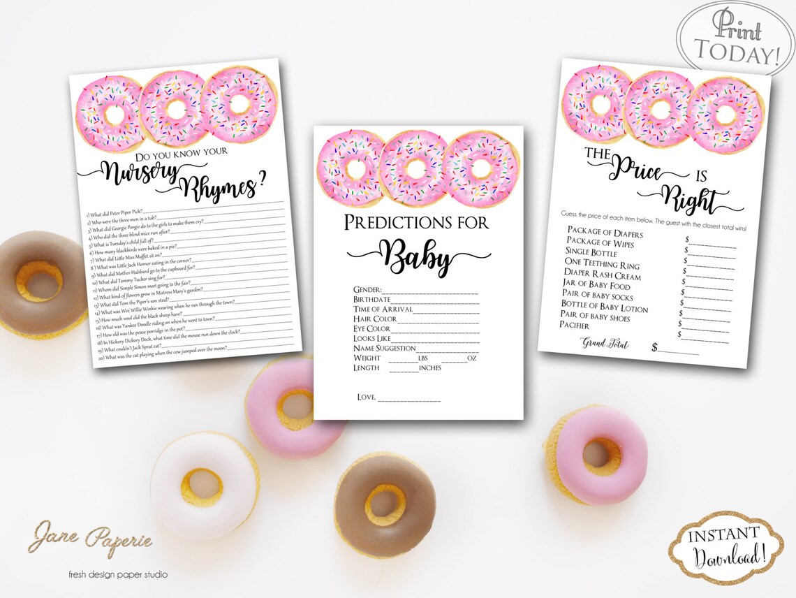 INSTANT DOWNLOAD Pink Donut BABY Games Package Printable | Etsy