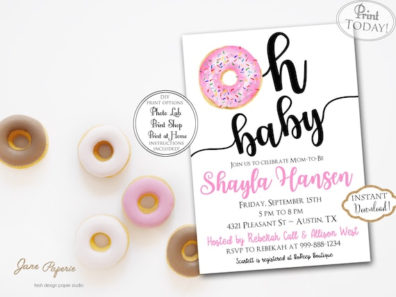 donut themed baby shower invitations