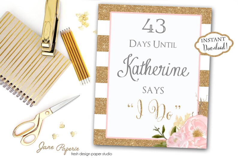 INSTANT DOWNLOAD Glitter Days Until I Do Glitter Days Etsy