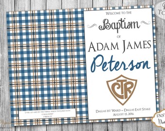INSTANT DOWNLOAD - LDS Boy Baptism Program - Fully Editable - Printable Folded Baptism Program - Great to be 8 - Mormon Baptism Program