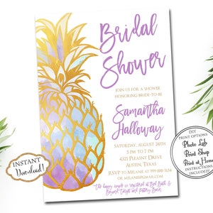 INSTANT DOWNLOAD Gold Glitter Pineapple Tropical Bridal - Etsy