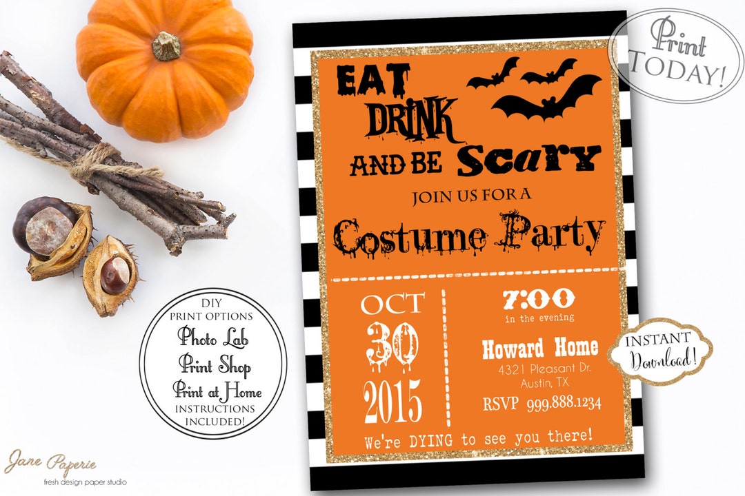 INSTANT DOWNLOAD Fully EDITABLE Eat Drink and Be Scary - Etsy