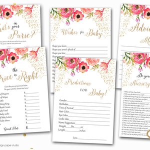 INSTANT DOWNLOAD Confetti Floral Gold Glitter Printable Baby Shower ...