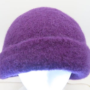 Hat Wool Felted RPURPLE with Rolled Brim  Large 23 to 24