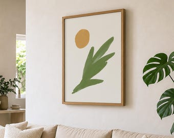 Neutral Botanical Watercolor Print, Minimalist Abstract Wall Art (Unframed)