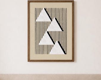 Neutral Retro Abstract Wall Art, Stylish Modern Print, Geometric Wall Decor (Unframed)