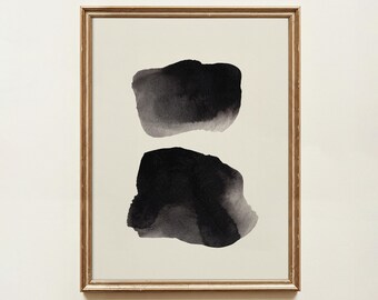 Wabi Sabi Abstract Art Print, Minimalist Black Ink Strokes, Bedroom Wall Decor (Unframed)