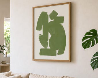 Hand-painted Abstract Wall Art, Green Abstract Brush Stroke Print, Timeless Artistic Fine Art (Unframed)