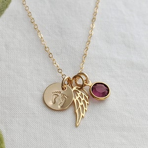 Infant Loss Necklace, Miscarriage Necklace, Miscarriage Gift, Angel Wing Necklace, Birthstone Jewelry, The Stamped Life