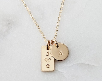 Custom Initial Necklace, Bar Charm, Initial Charm Necklace, The Stamped Life