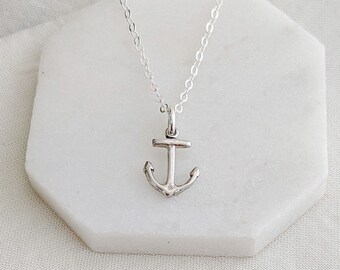 Silver Anchor Necklace, Anchor Charm, Ocean Jewelry