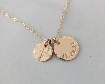 Personalized Cross Necklace, Custom Name or Date, The Stamped Life