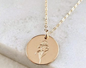 Collana con fiore di nascita viola: regalo di compleanno di febbraio, oro o argento