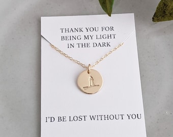 MENTOR GIFT- Thank you Gift, Gold Lighthouse Necklace, Gift Box, Gift for Mentor, Lighthouse Charm, Teacher Gift, The Stamped Life