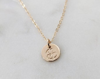 Four Leaf Clover Necklace, Tiny Clover Charm, The Stamped Life