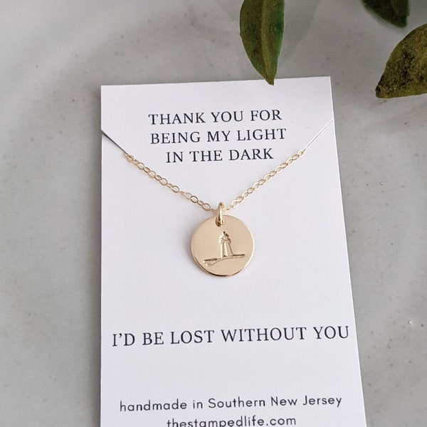 MENTOR GIFT- Thank you Gift, Gold Lighthouse Necklace, Gift Box, Gift for Mentor, Lighthouse Charm, Teacher Gift, The Stamped Life