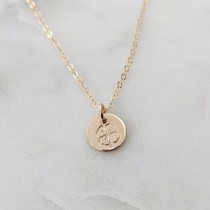 Four Leaf Clover Necklace, Tiny Clover Charm, The Stamped Life