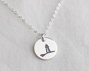 Silver Lighthouse Necklace, Beach Necklace, Bridesmaid Gift, Nautical Jewelry, Lighthouse Charm, The Stamped Life