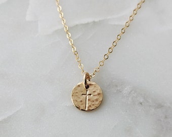 Gold Cross Necklace, Dainty Cross, Charm Necklace, Minimal Jewelry, The Stamped Life