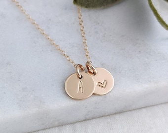 Tiny Initial Necklace, Personalized Heart Initial, Personalized Jewelry, Initial Charm, Gift for Her, Gold or Silver