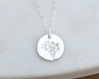 Sterling Silver Baby's Breath Necklace, Baby's Breath Flower Gift, The Stamped Life