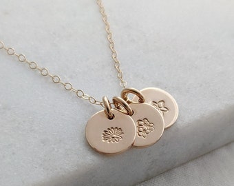 Custom Gold Birth Flower Necklace, Necklace for Moms, Mother's Day Gift, The Stamped Life