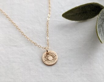 Gold Sunburst Necklace, Gold Sun Necklace, Gift for Her, The Stamped Life