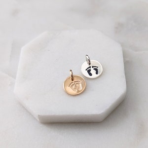 Tiny Footprint Charm, Gold Filled or Sterling Silver, Charm Only