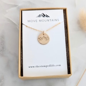 Move Mountains Charm Necklace: Sterling Silver or 14k Gold Fill, Graduation Gift Idea