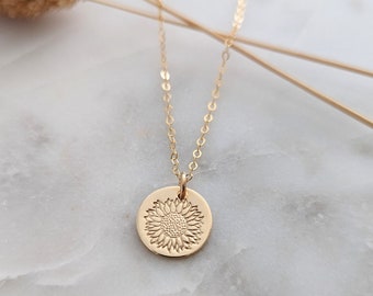 Gold Sunflower Necklace, Flower Necklace, Summer Jewelry, Gift for Friend, Gift for Her, The Stamped Life