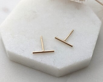 Tiny Gold Bar Studs, Line Post Earrings, Everyday Studs, Minimal Jewelry