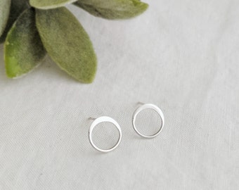 Tiny Silver Circle Studs, Dainty Earrings, Gold or Silver, Minimalist Earrings, Bridesmaids Gifts, The Stamped Life