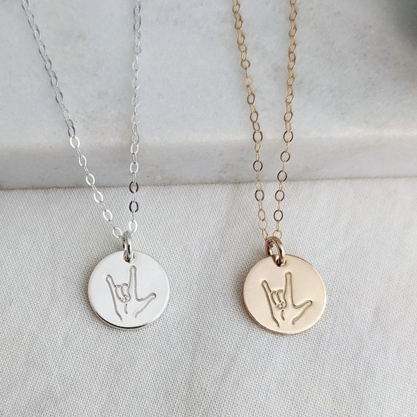 Mini ASL I Love You Necklace, Gift For Besties & Sisters, ASL Jewelry, The Stamped Life