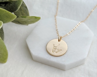 I Love You ASL Sign Necklaces For Besties & Sisters, ASL Jewelry, Gift Idea, The Stamped Life