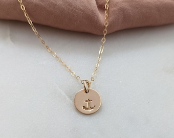 Tiny Anchor Necklace, 14k Gold Fill or Sterling Silver, The Stamped Life