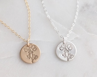 Sweet Pea Flower Necklace, Sterling Silver or 14k Gold Fill, The Stamped Life