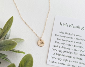 Irish Blessing Necklace, Encouragement Gift, Inspirational Message, Gift for Her, Tiny Charm Necklace, The Stamped Life