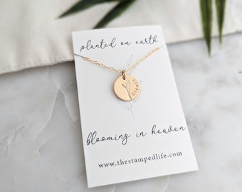 Personalized Birth Flower Miscarriage Necklace With Name, Memorial Necklace, Personalized Floral Charm, The Stamped Life