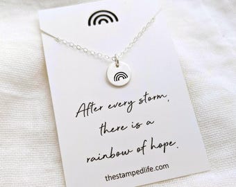 Rainbow Necklace, Encouragement Gift, Inspirational Message, Gift for Her, The Stamped Life