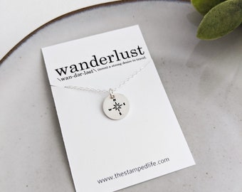 Wanderlust Gift Idea, Compass Charm Necklace, Graduation Necklace, The Stamped Life