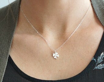 Silver Four Leaf Clover Necklace - Etsy