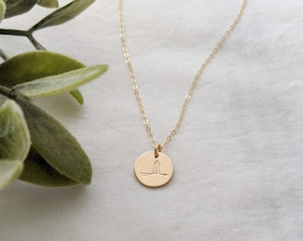 Gold Lighthouse Charm Necklace: 14k Gold Fill, Nautical Jewelry