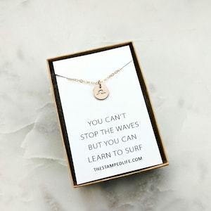 Surf Necklace, Sterling Silver or 14k gold fill, Tiny Disc Necklace, Gift for Her, The Stamped Life